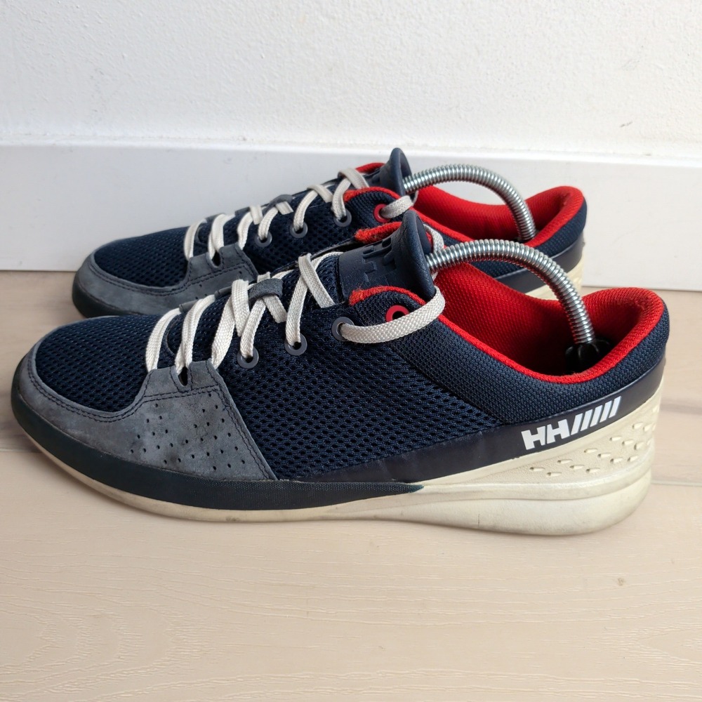 Helly Hansen Mens 9.5 Sailing Sneakers Navy Blue Grey Red Low Top Shoes